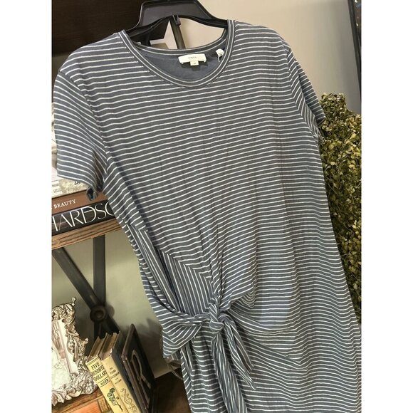 Vince Classic Stripe Tie Shirt Dress Navy White Womens Size Small - Picture 5 of 11